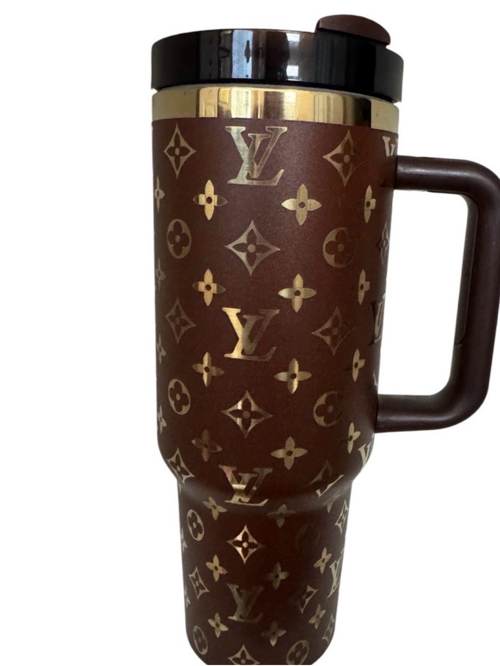 Stanley like tumbler Brown and Gold Monogram Travel Mug